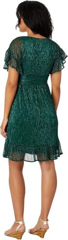 Lilly Pulitzer Sinclare Short Sleeve Party Dress for Women – Surplice Neckline – Metallic Fabric – Wrap Skirt Evergreen Metallic Knit Crinkle XL One Size in Saudi Arabia