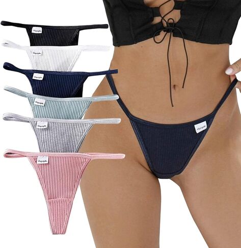 SEXY 6 PACKS SET BREATHABLE UNDERWEAR G-STRINGS COTTON THONGS FOR WOMEN COTTON PANTIES STRETCH HIGH WAIST S-XL in Saudi Arabia