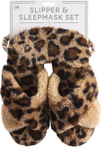 Mud Pie Women's Leopard Fuzzy Slipper and Eyemask Set in Saudi Arabia