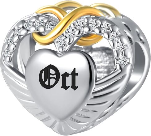 سحر جوهرة عيد ميلاد OutstandLong في يناير وديسمبر على شكل قلب الحب مطلي بالذهب سحر لا نهاية له للأساور in Kuwait