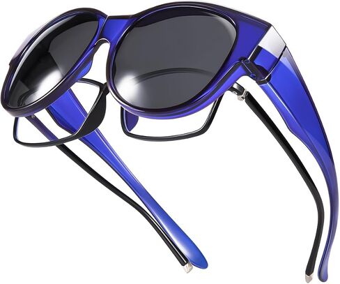 Br’Guras Oversized Polarized Fit over Sunglasses Over Glasses for Men and Women (Blue, Black) in Kuwait