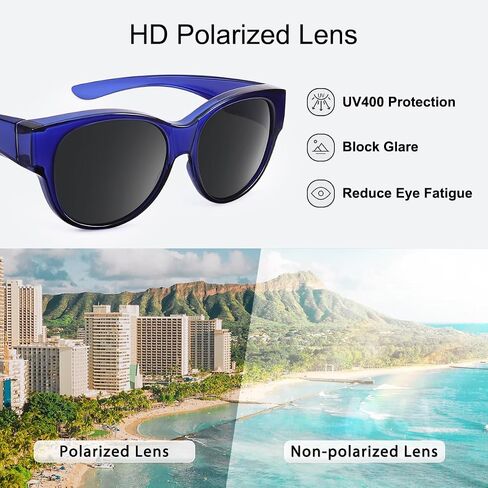 Br’Guras Oversized Polarized Fit over Sunglasses Over Glasses for Men and Women (Blue, Black) in Kuwait