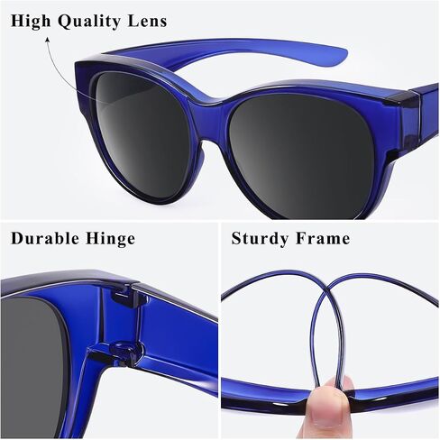 Br’Guras Oversized Polarized Fit over Sunglasses Over Glasses for Men and Women (Blue, Black) in Kuwait