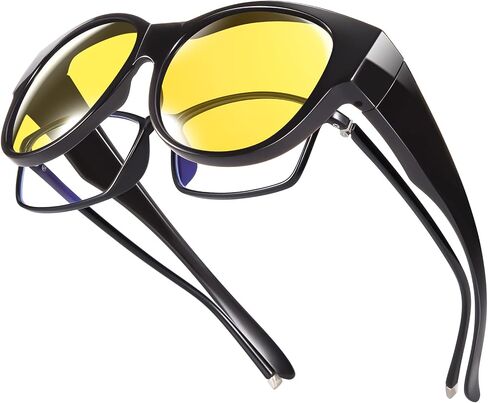 Br’Guras Oversized Polarized Fit over Sunglasses Over Glasses for Men and Women (Blue, Black) in Kuwait