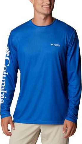 Columbia Men's Terminal Tackle PFG Carey Chen Long Sleeve, Vivid Blue/White Intruder, Small in Saudi Arabia