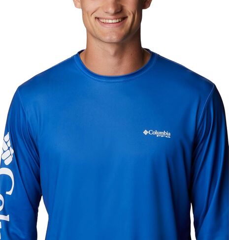 Columbia Men's Terminal Tackle PFG Carey Chen Long Sleeve, Vivid Blue/White Intruder, Small in Saudi Arabia