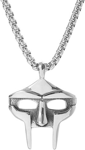 Spartan Metal Face Mask Pendant Necklace,Stainless Steel MF Doom Necklace,Cool Biker Punk Rapper Hip Hop Necklace with Chain for Men in Kuwait