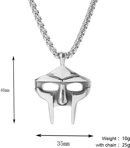 Spartan Metal Face Mask Pendant Necklace,Stainless Steel MF Doom Necklace,Cool Biker Punk Rapper Hip Hop Necklace with Chain for Men in Kuwait
