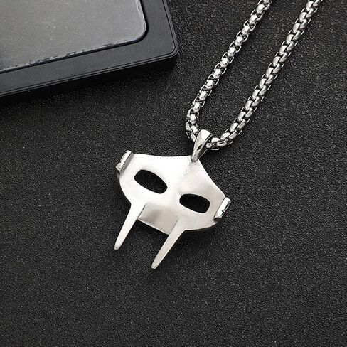 Spartan Metal Face Mask Pendant Necklace,Stainless Steel MF Doom Necklace,Cool Biker Punk Rapper Hip Hop Necklace with Chain for Men in Kuwait