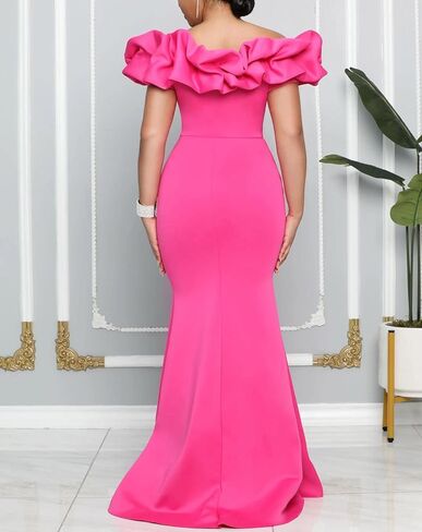 فستان VERWIN مكشكش أنيق بدون أكمام للحفلات فستان حورية البحر للسيدات طويل in Kuwait