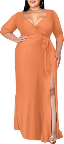 فستان FANDEE نسائي كاجوال مقاس كبير مزين بالورود وأكمام طويلة ورقبة على شكل V مع جيوب 2023 فساتين حفلات الزفاف ومهرجانات يومية in Kuwait