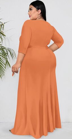 فستان FANDEE نسائي كاجوال مقاس كبير مزين بالورود وأكمام طويلة ورقبة على شكل V مع جيوب 2023 فساتين حفلات الزفاف ومهرجانات يومية in Kuwait