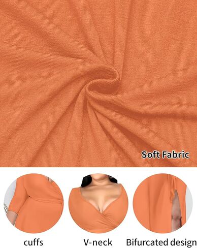 فستان FANDEE نسائي كاجوال مقاس كبير مزين بالورود وأكمام طويلة ورقبة على شكل V مع جيوب 2023 فساتين حفلات الزفاف ومهرجانات يومية in Kuwait