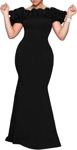VERWIN Ruffle Fashion Sleeveless Bodycon Dress Party Dress Mermaid Women's Maxi Dress in Saudi Arabia