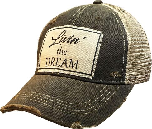 Distressed Baseball Caps Funny Trucker Hats with Sayings, Unisex (Livin' The Dream (Black)) in Saudi Arabia