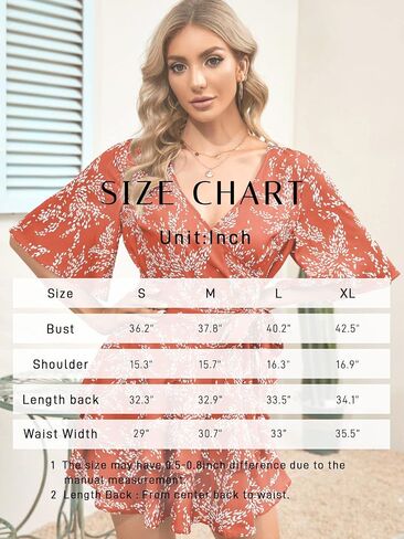 Summer Dress for Women Casual Floral Wrap V Neck Chiffon Blouses Skirt Flared Tops Ruffle Sun Flowy Mini Short Outfits in Saudi Arabia
