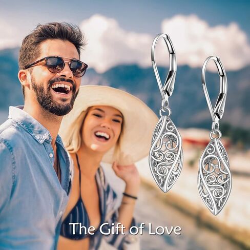 925 Sterling Silver Leverback Earrings Vintage Filigree Dangle Drop Earrings Jewelry Birthday Gifts for Women in Saudi Arabia