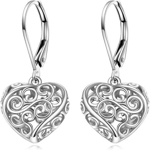 925 Sterling Silver Leverback Earrings Vintage Filigree Dangle Drop Earrings Jewelry Birthday Gifts for Women in Saudi Arabia