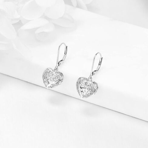 925 Sterling Silver Leverback Earrings Vintage Filigree Dangle Drop Earrings Jewelry Birthday Gifts for Women in Saudi Arabia