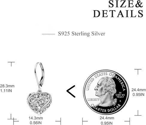 925 Sterling Silver Leverback Earrings Vintage Filigree Dangle Drop Earrings Jewelry Birthday Gifts for Women in Saudi Arabia