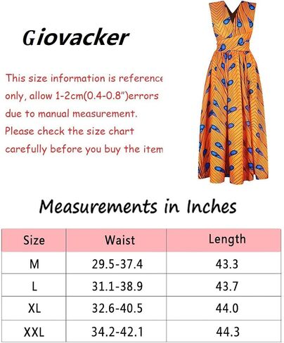 Giovacker Women's African Print Deep V-Neck High Waist Bohemian Maxi Long Dress in Saudi Arabia