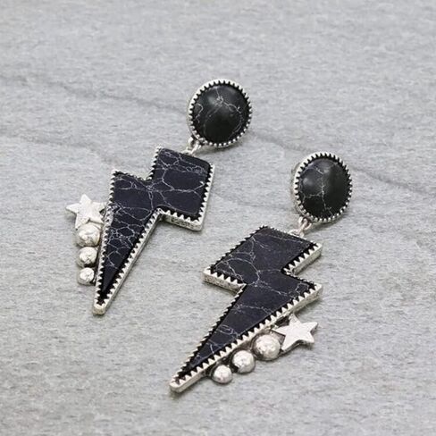 Western Turquoise Stud Earrings for Women Girls Natural Green Stone Lightning Bolt Thunder Flash Drop Dangle Earrings Cowgirls Cowboy Punk Party Statement Jewelry in Saudi Arabia