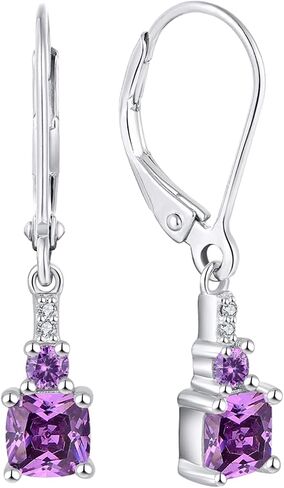 Starchenie Women's Dangle Earrings 925 Sterling Silver Princess Cut Leverback Earrings Gemstones Jewelry in Saudi Arabia
