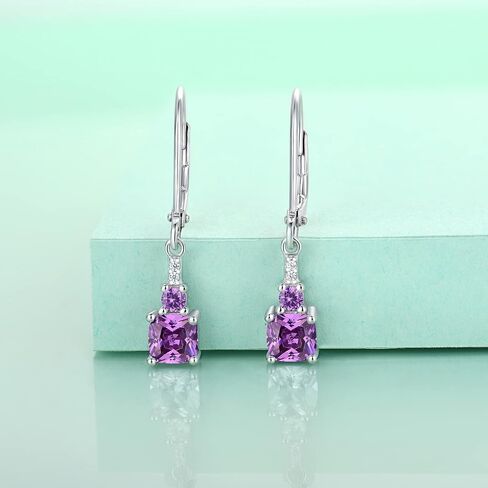 Starchenie Women's Dangle Earrings 925 Sterling Silver Princess Cut Leverback Earrings Gemstones Jewelry in Saudi Arabia