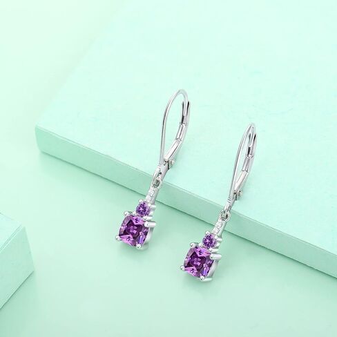 Starchenie Women's Dangle Earrings 925 Sterling Silver Princess Cut Leverback Earrings Gemstones Jewelry in Saudi Arabia