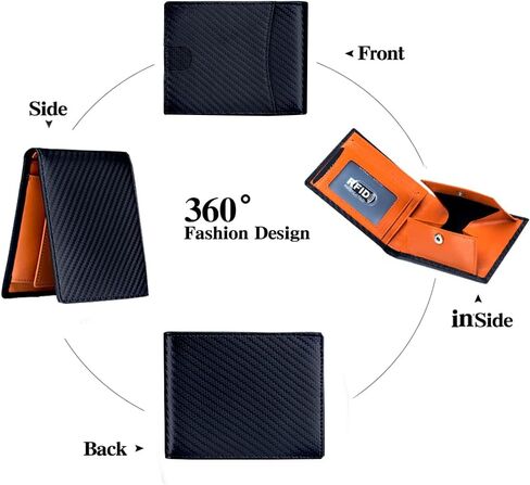 YUZEYNUF Mens Slim Wallet with RFID Blocking Bifold Credit Card Holder for Men with 1 Coin Pocket (Black) in Saudi Arabia