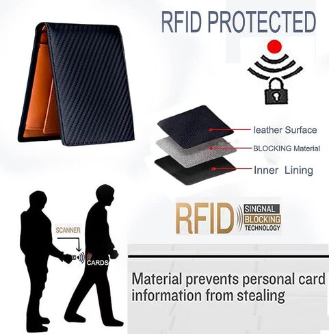 YUZEYNUF Mens Slim Wallet with RFID Blocking Bifold Credit Card Holder for Men with 1 Coin Pocket (Black) in Saudi Arabia