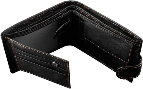محفظة جلدية غرب جلد طبيعي جلد الذئب رئيس سناب بطاقة المال العملات المعدنية أسود L62 in Kuwait
