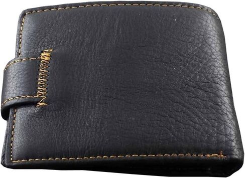 محفظة جلدية غرب جلد طبيعي جلد الذئب رئيس سناب بطاقة المال العملات المعدنية أسود L62 in Kuwait