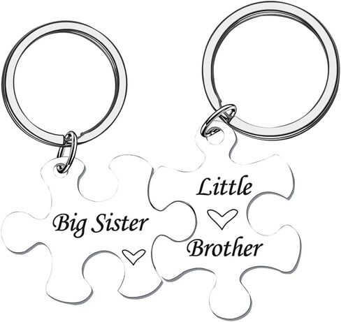 هدايا عيد ميلاد الاخت للبنات هدايا عيد الميلاد للاخ والاولاد هدايا غير بيولوجية للاخت الكبرى والاخ الصغير سلاسل مفاتيح متطابقة لشخصين، فضي، S, فضي in Kuwait