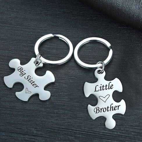 هدايا عيد ميلاد الاخت للبنات هدايا عيد الميلاد للاخ والاولاد هدايا غير بيولوجية للاخت الكبرى والاخ الصغير سلاسل مفاتيح متطابقة لشخصين، فضي، S, فضي in Kuwait