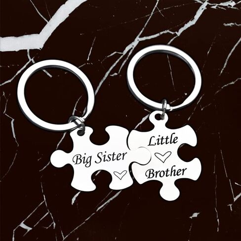 هدايا عيد ميلاد الاخت للبنات هدايا عيد الميلاد للاخ والاولاد هدايا غير بيولوجية للاخت الكبرى والاخ الصغير سلاسل مفاتيح متطابقة لشخصين، فضي، S, فضي in Kuwait