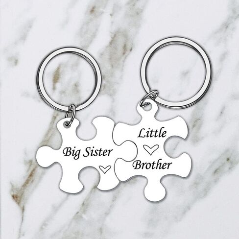 هدايا عيد ميلاد الاخت للبنات هدايا عيد الميلاد للاخ والاولاد هدايا غير بيولوجية للاخت الكبرى والاخ الصغير سلاسل مفاتيح متطابقة لشخصين، فضي، S, فضي in Kuwait