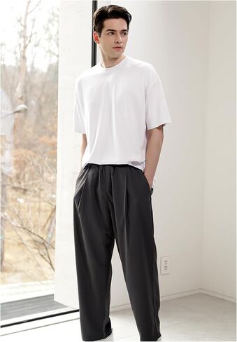 EDUARDO Men's Anyone Over Fit Casual Top, Short-Sleeve Cotton Modal Blend Basic T-Shirt. in Saudi Arabia