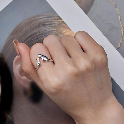 LAWOTY 925 Sterling Silver Rings for Women Girls Adjustable Open Oxidation Vintage Rings Moon Rings for Christmas Birthday Gifts… in Saudi Arabia