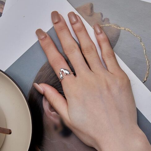 LAWOTY 925 Sterling Silver Rings for Women Girls Adjustable Open Oxidation Vintage Rings Moon Rings for Christmas Birthday Gifts… in Saudi Arabia