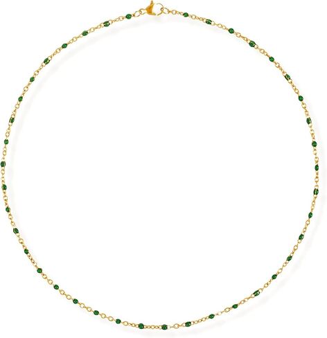 Ellie Vail Evie Green Dainty Enamel Beaded Gold Chain Necklace Trendy Cute for Women Jewelry Water Resistant Hypoallergenic in Saudi Arabia
