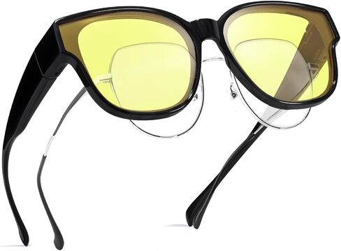 SIPHEW Fit Over Night Driving Glasses for Women Night Vision Wear Over Glasses Polarized Yellow Lenses Anti Glare in Saudi Arabia