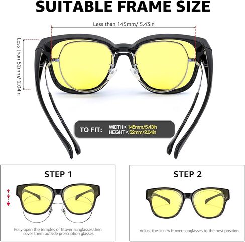 SIPHEW Fit Over Night Driving Glasses for Women Night Vision Wear Over Glasses Polarized Yellow Lenses Anti Glare in Saudi Arabia