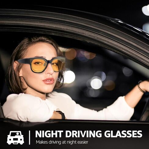 SIPHEW Fit Over Night Driving Glasses for Women Night Vision Wear Over Glasses Polarized Yellow Lenses Anti Glare in Saudi Arabia