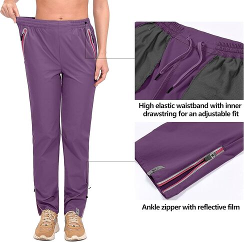 سروال حريمي من Mapamyumco بعامل حماية من أشعة الشمس 50+ قابل للتمدد سريع الجفاف وخفيف الوزن للجولف والمشي لمسافات طويلة والرحلات وجيوب معدنية بسحاب in Kuwait