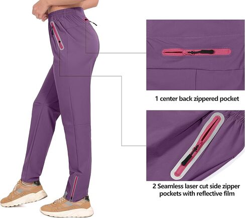 سروال حريمي من Mapamyumco بعامل حماية من أشعة الشمس 50+ قابل للتمدد سريع الجفاف وخفيف الوزن للجولف والمشي لمسافات طويلة والرحلات وجيوب معدنية بسحاب in Kuwait