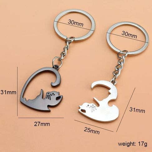 سلاسل مفاتيح للازواج للحبيب والصديقة والذكرى السنوية وعيد الحب للزوجة والصديقة ومحبي القطط، سلسلة مفاتيح متطابقة للازواج هدايا عيد الميلاد للزوج والصديق المقرب،, أسود in Kuwait