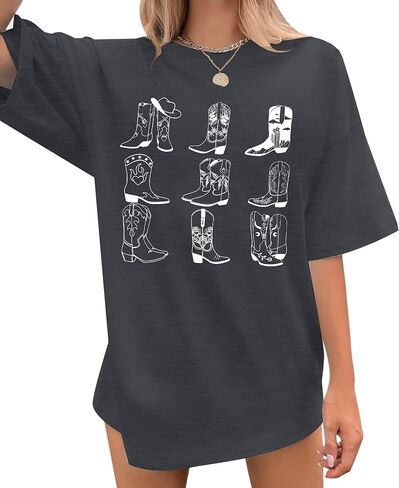 قميص موسيقى الريف كبير الحجم للنساء قمصان أحذية راعية البقر قمصان غربية كبيرة الحجم قمصان حفلات كاوبوي ريفية مضحكة in Kuwait