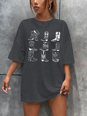 قميص موسيقى الريف كبير الحجم للنساء قمصان أحذية راعية البقر قمصان غربية كبيرة الحجم قمصان حفلات كاوبوي ريفية مضحكة in Kuwait