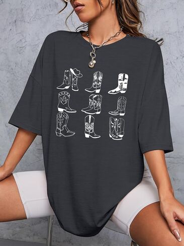 قميص موسيقى الريف كبير الحجم للنساء قمصان أحذية راعية البقر قمصان غربية كبيرة الحجم قمصان حفلات كاوبوي ريفية مضحكة in Kuwait